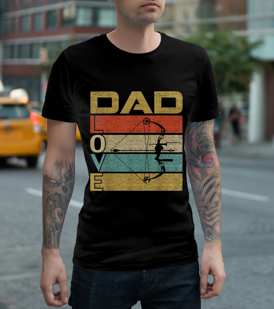 Dad Love Retro Vintage Archery Bow Arrow T-Shirt