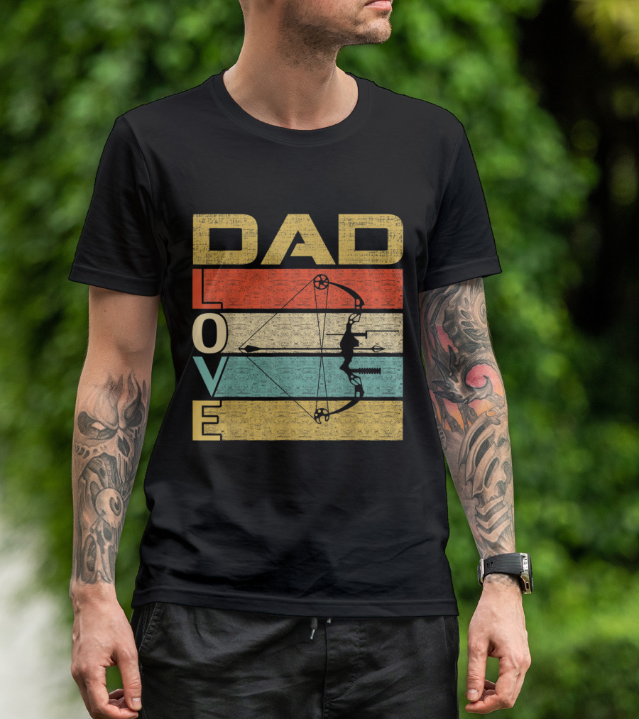 Dad Love Retro Vintage Archery Bow Arrow T-Shirt