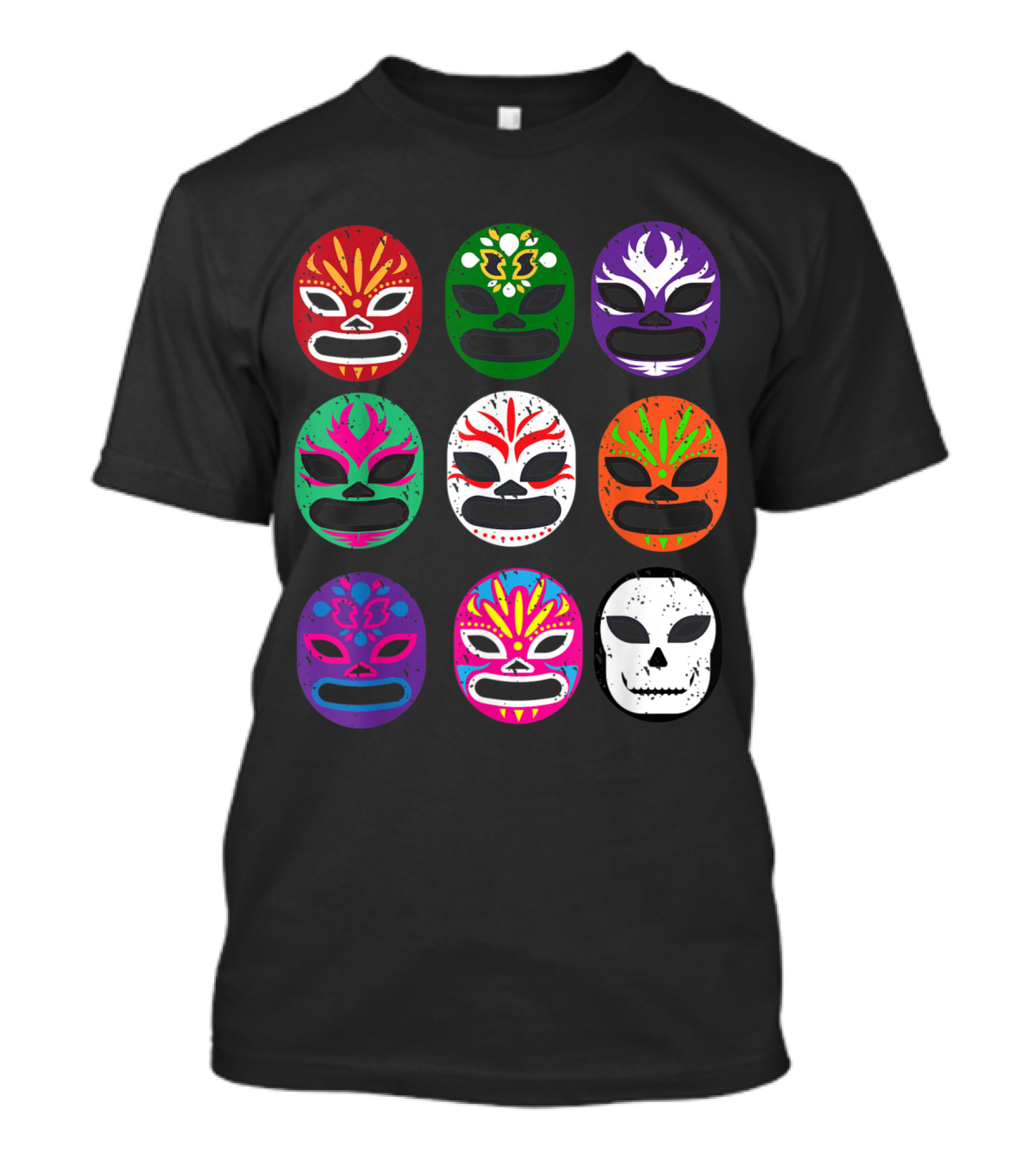 Lucha Libre Masks Mexican Wrestling Colorful Face Designs Nine Styles T-Shirt