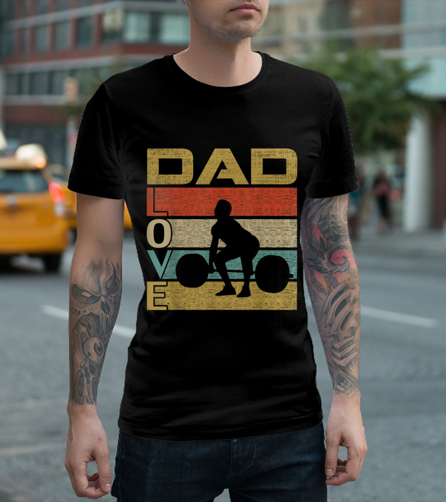 Dad Love Retro Vintage Gym Fitness T-Shirt