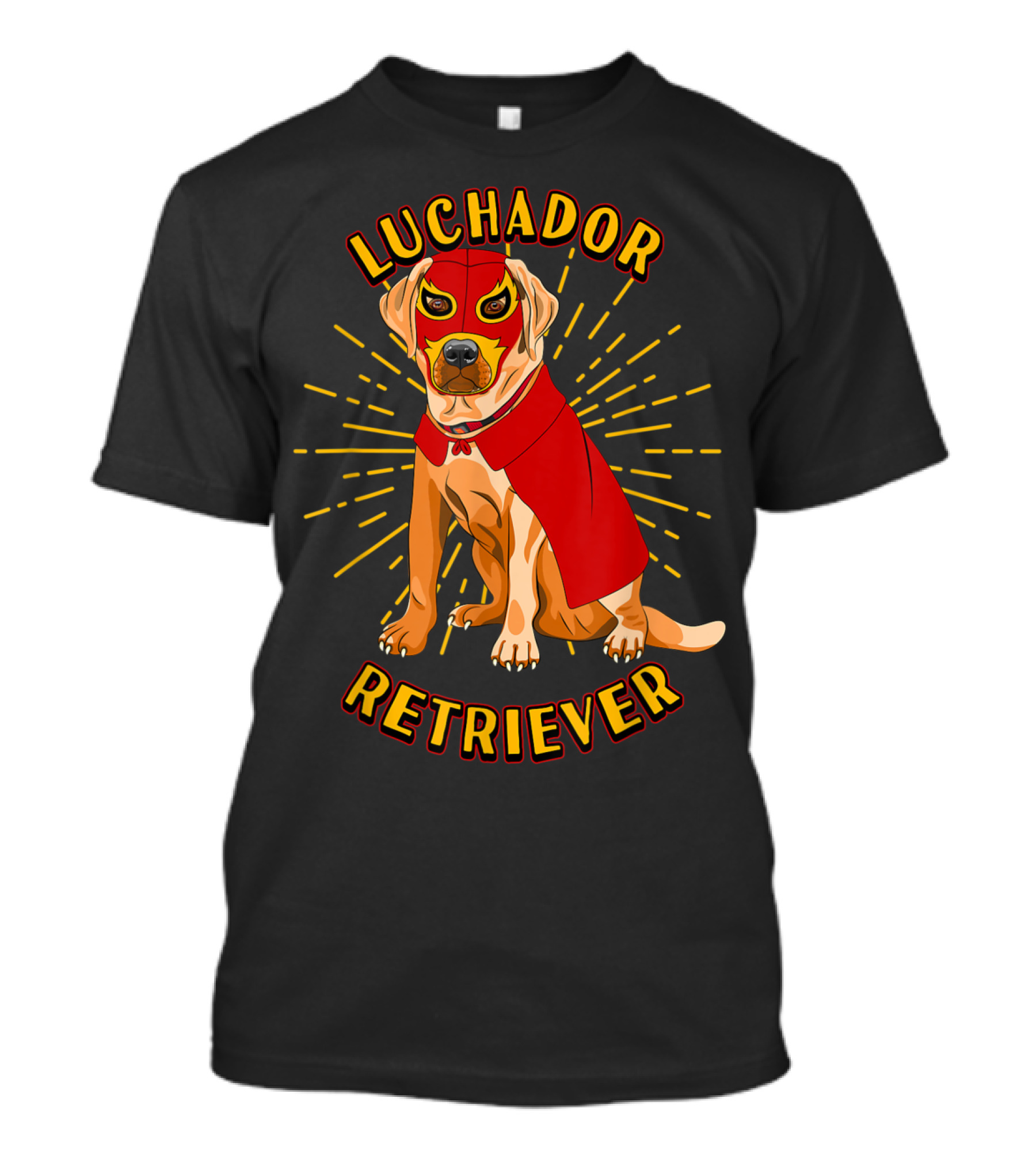 Luchador Retriever Dog In Mexicana Wrestling Mask And Red Cape T-Shirt