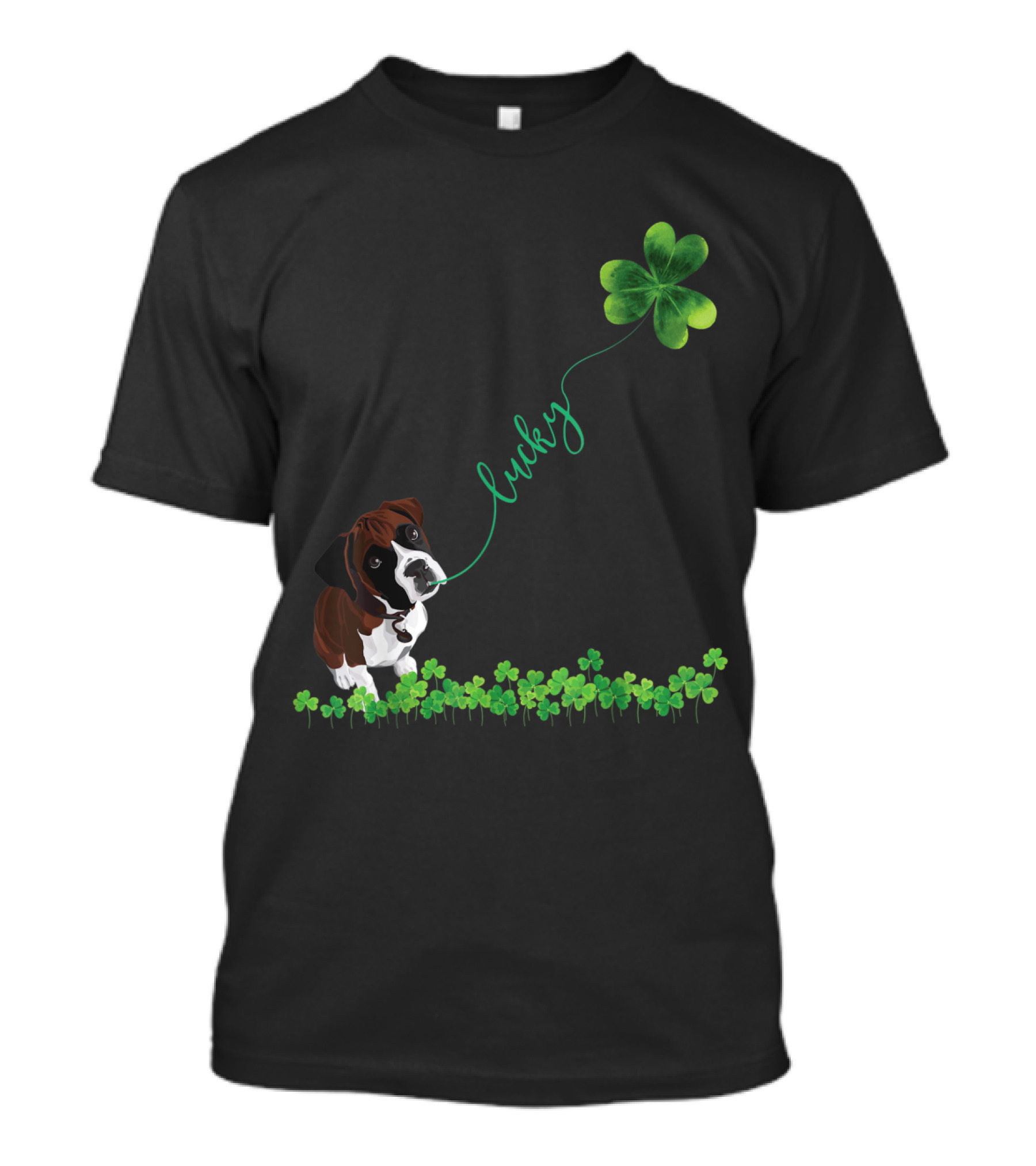 Lucky Boxer Dog Shamrock St. Patrick's Day T-Shirt