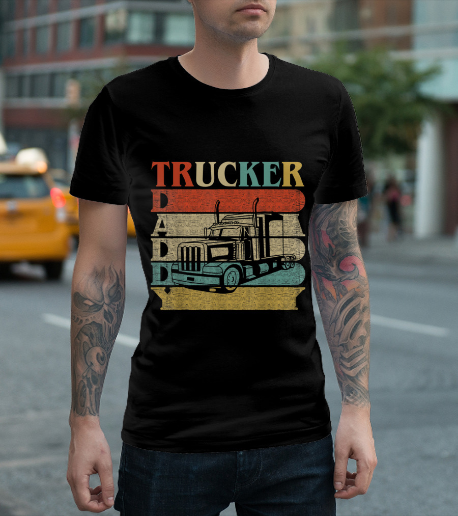 Daddy Trucker Retro Vintage Style With Classic Truck T-Shirt