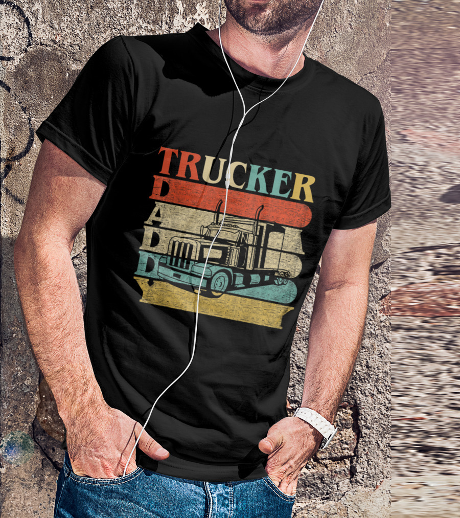Daddy Trucker Retro Vintage Style With Classic Truck T-Shirt