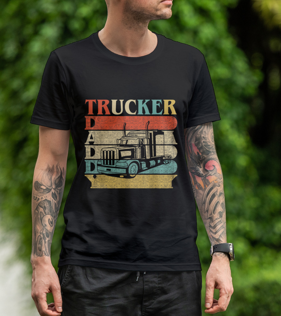 Daddy Trucker Retro Vintage Style With Classic Truck T-Shirt