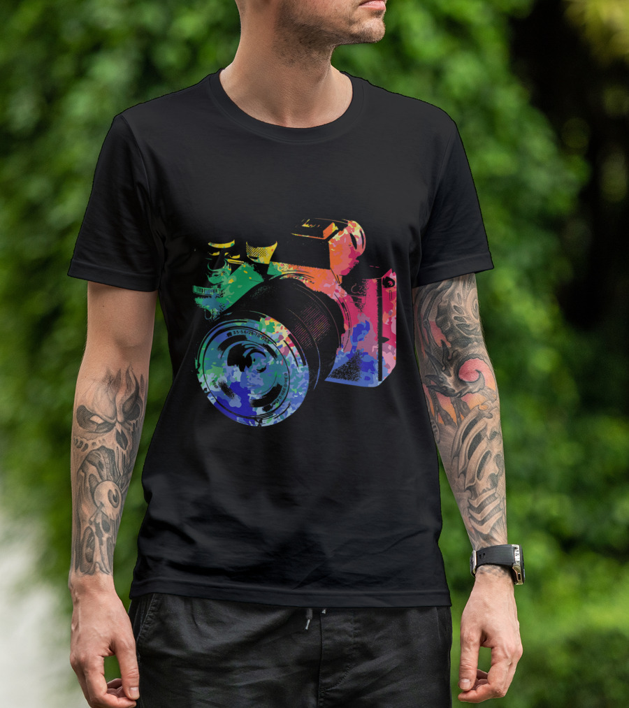 Colorful Watercolor Camera Photographer T-Shirt