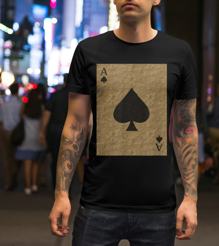 Lucky Gold Textured Ace Of Spades Poker Card T-Shirt