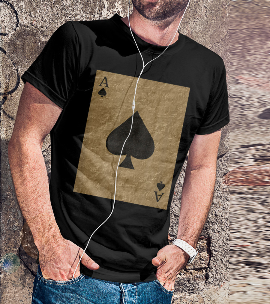 Lucky Gold Textured Ace Of Spades Poker Card T-Shirt