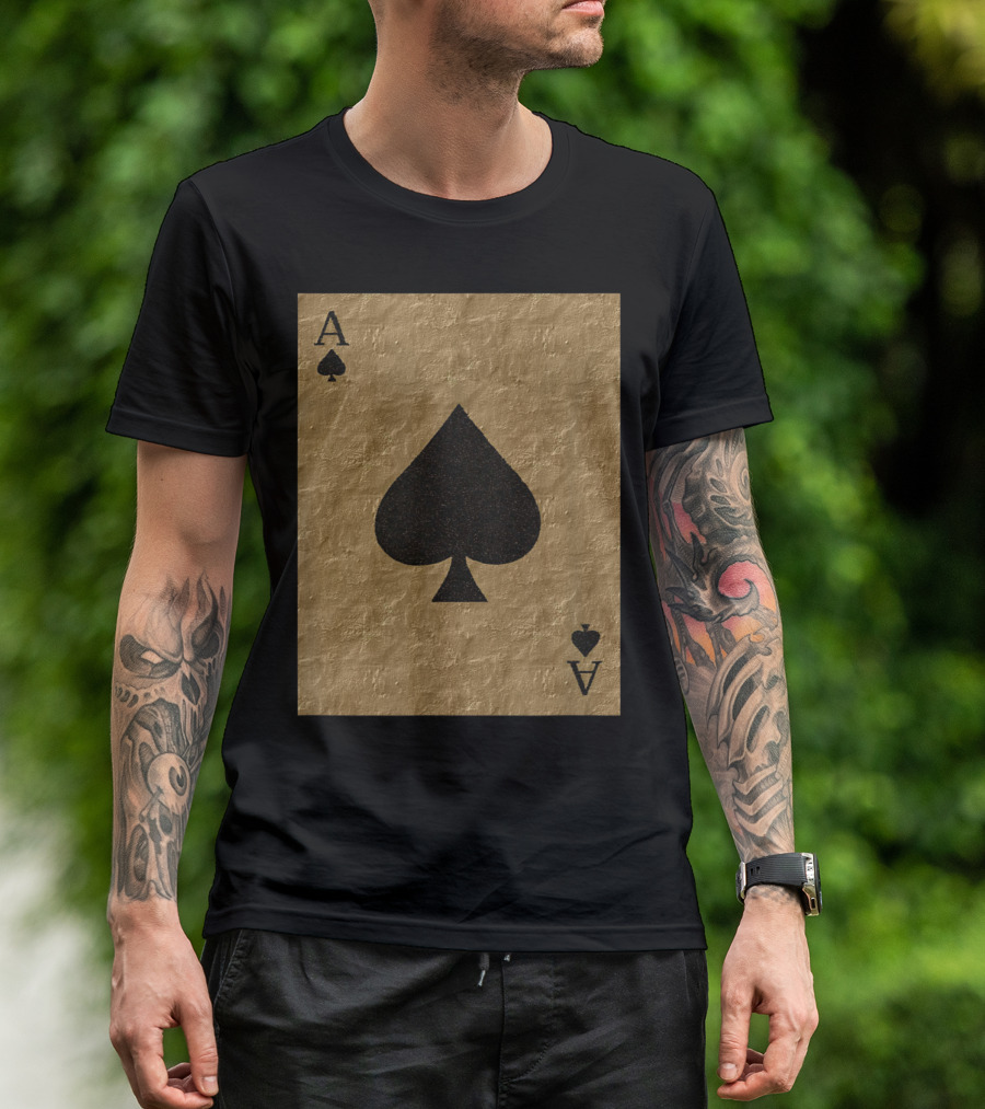 Lucky Gold Textured Ace Of Spades Poker Card T-Shirt