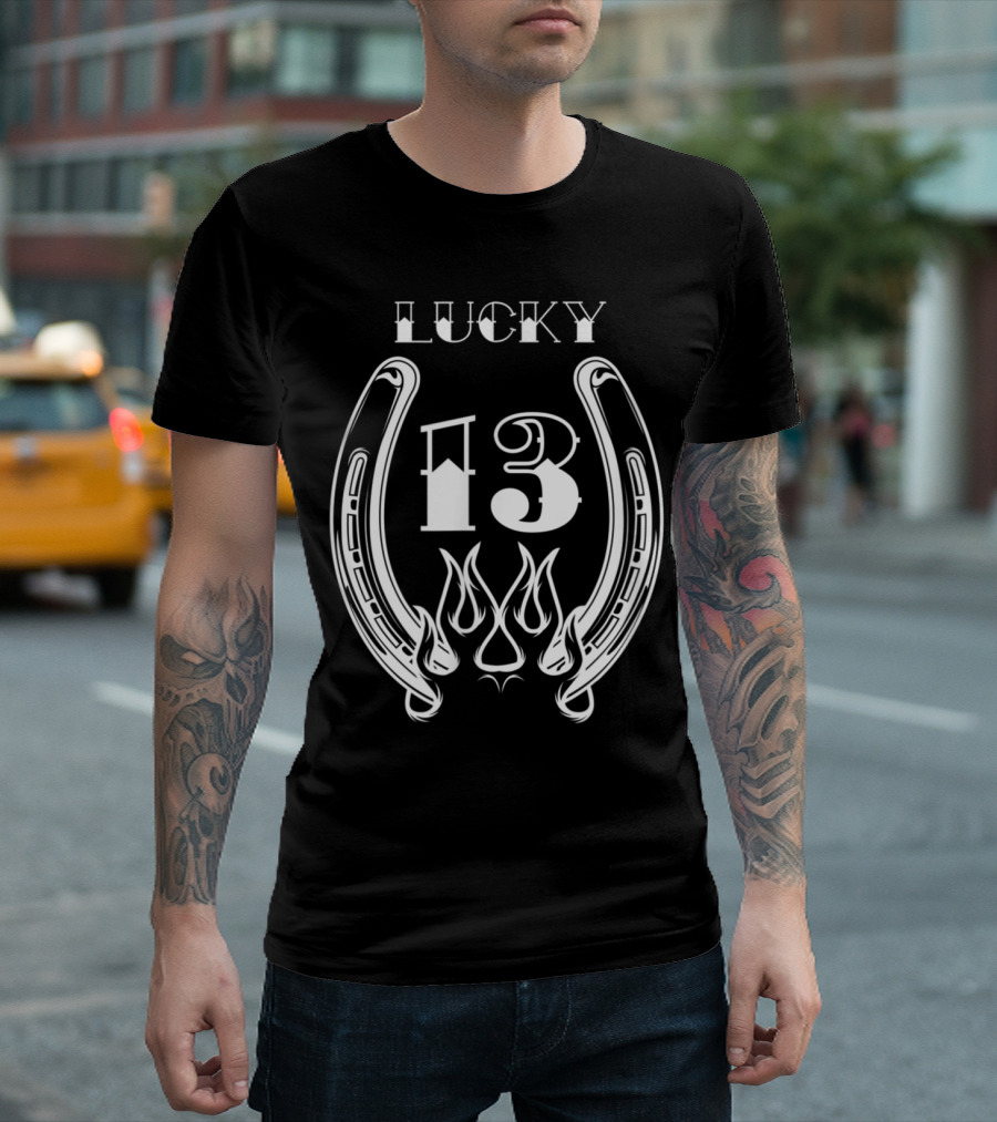 Lucky Horseshoe 13 Flames And Horseshoe Symbol T-Shirt