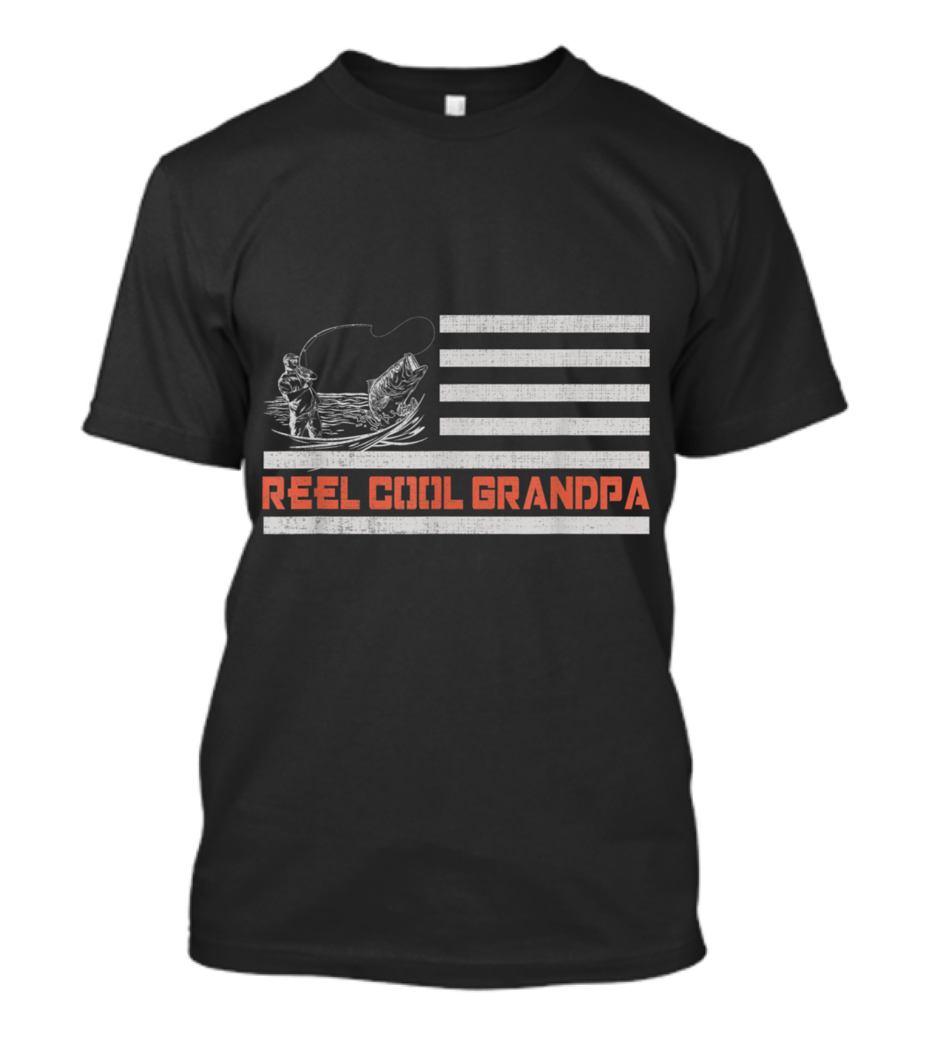 Reel Cool Grandpa Fishing USA Flag Vintage Retro T-Shirt