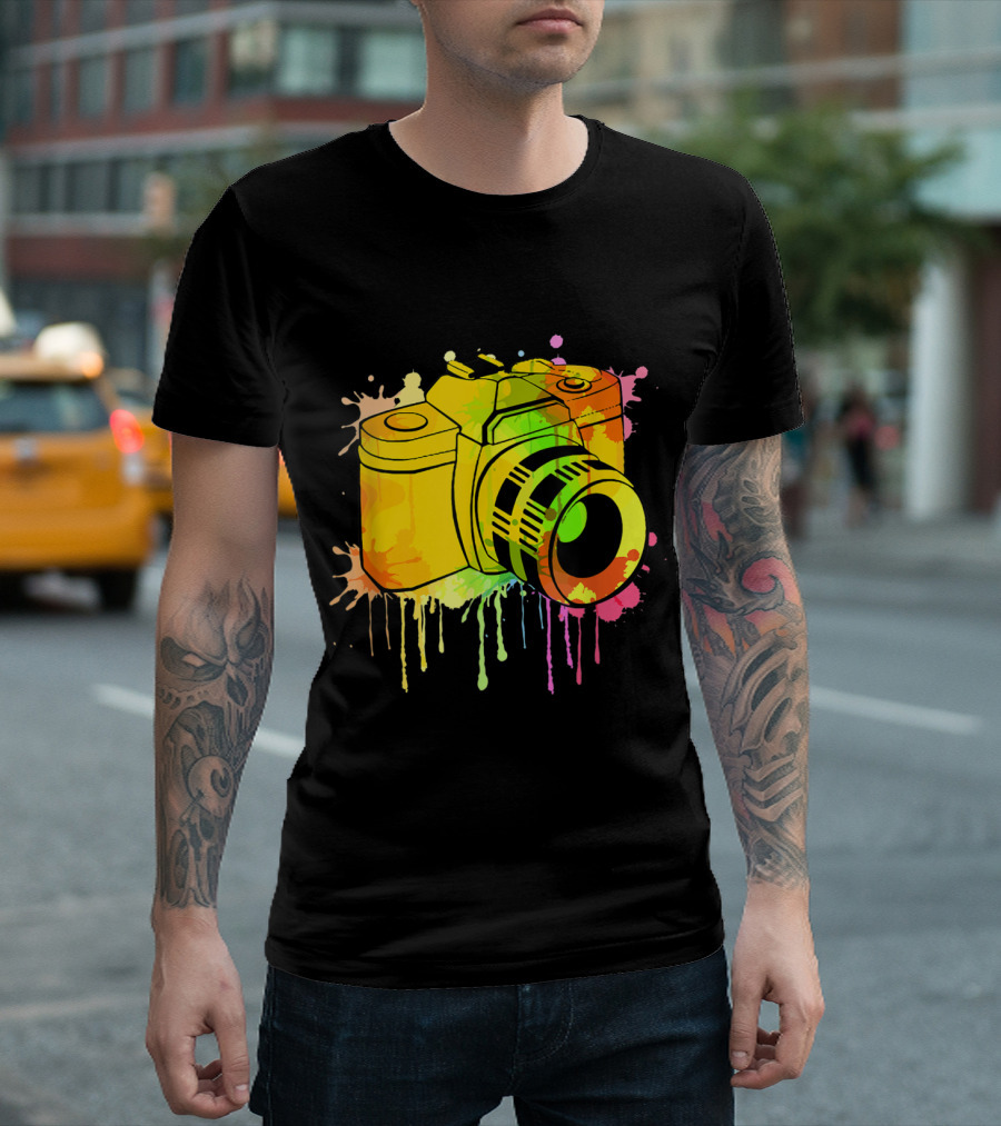 Graffiti Camera Photography Love Splatter Art Vibrant T-Shirt