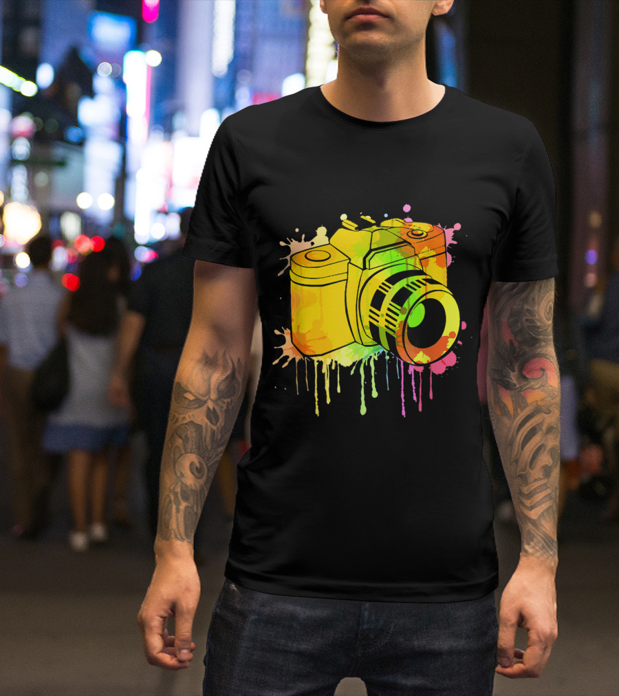 Graffiti Camera Photography Love Splatter Art Vibrant T-Shirt