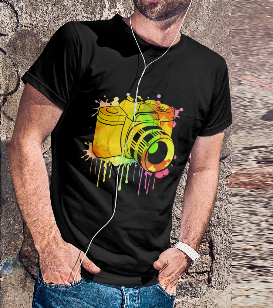 Graffiti Camera Photography Love Splatter Art Vibrant T-Shirt