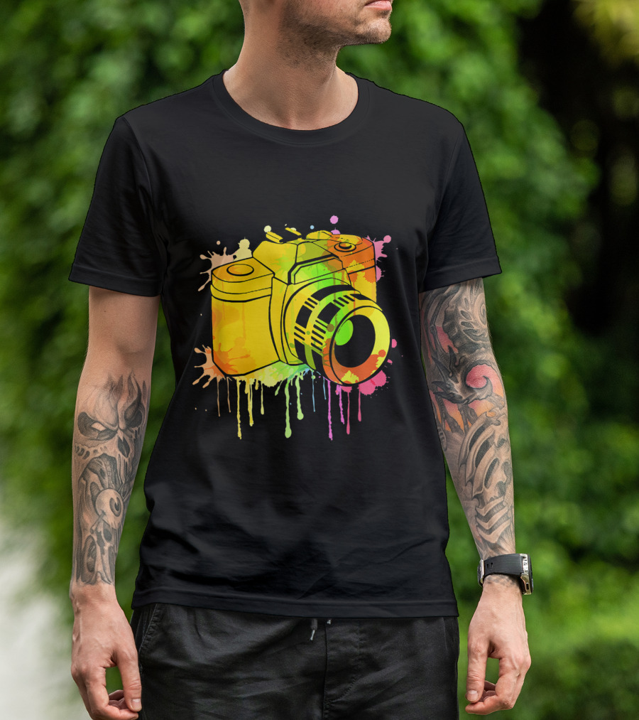 Graffiti Camera Photography Love Splatter Art Vibrant T-Shirt