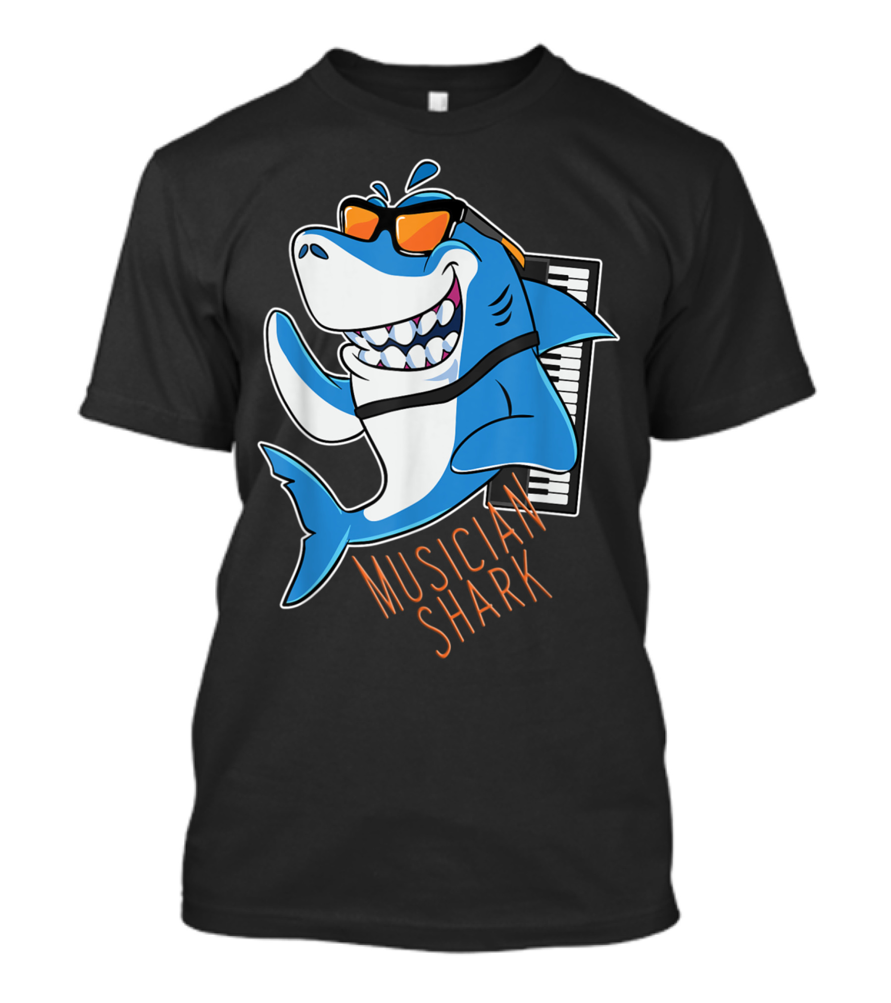 Musician Shark Playing Piano Keyboard With Sunglasses T-Shirt