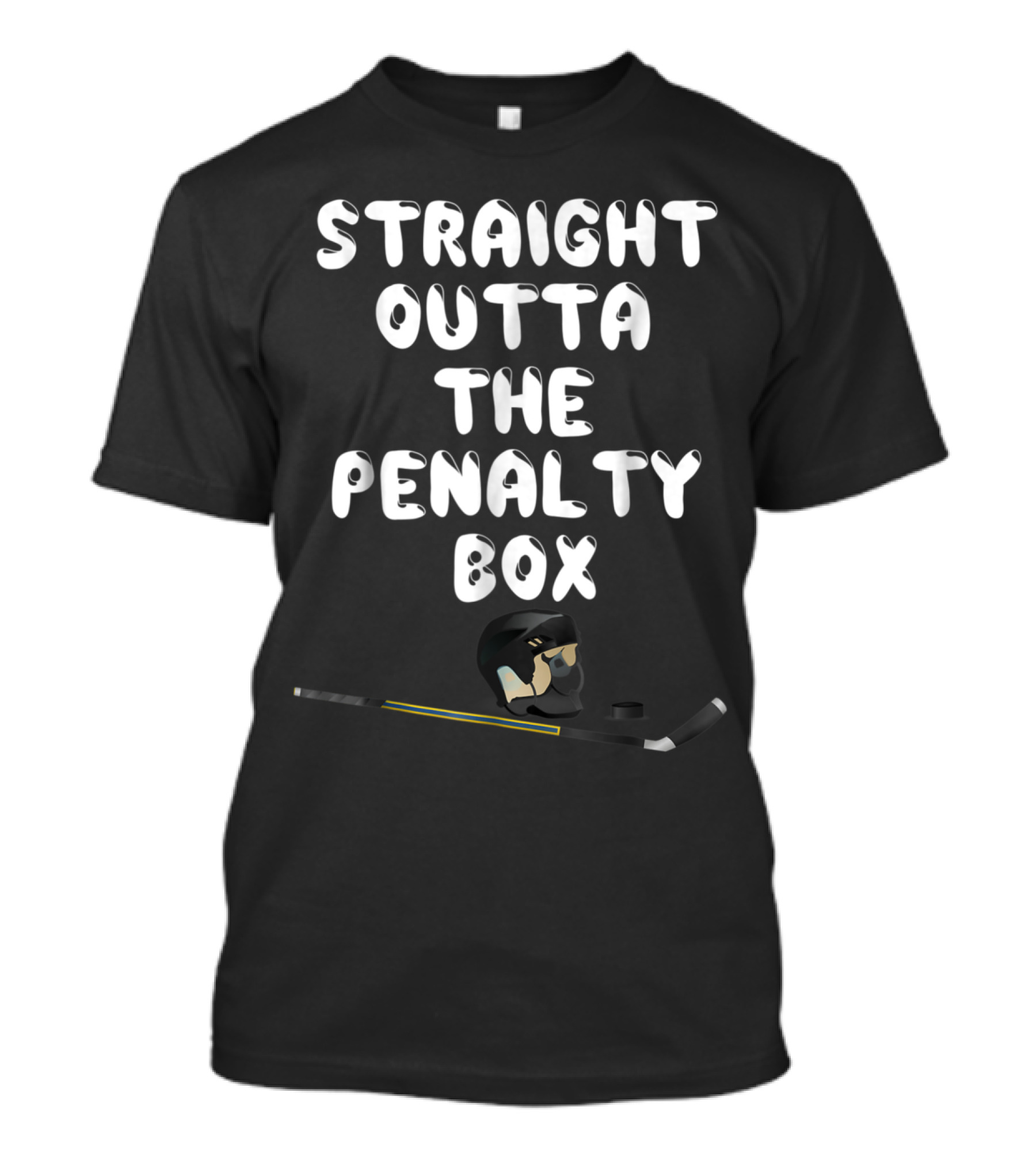 Straight Outta The Penalty Box Hockey Player With Stick And Puck T-Shirt