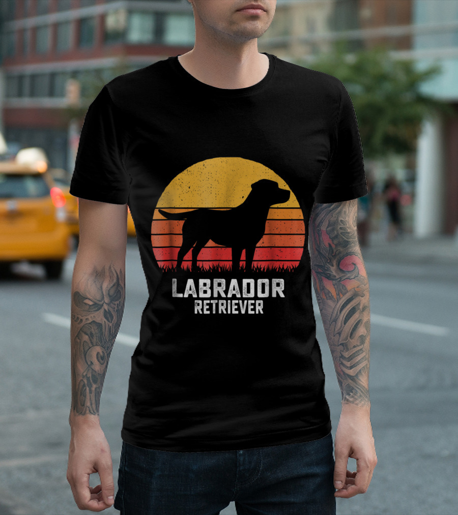 Labrador Retriever Silhouette Vintage Sunset T-Shirt