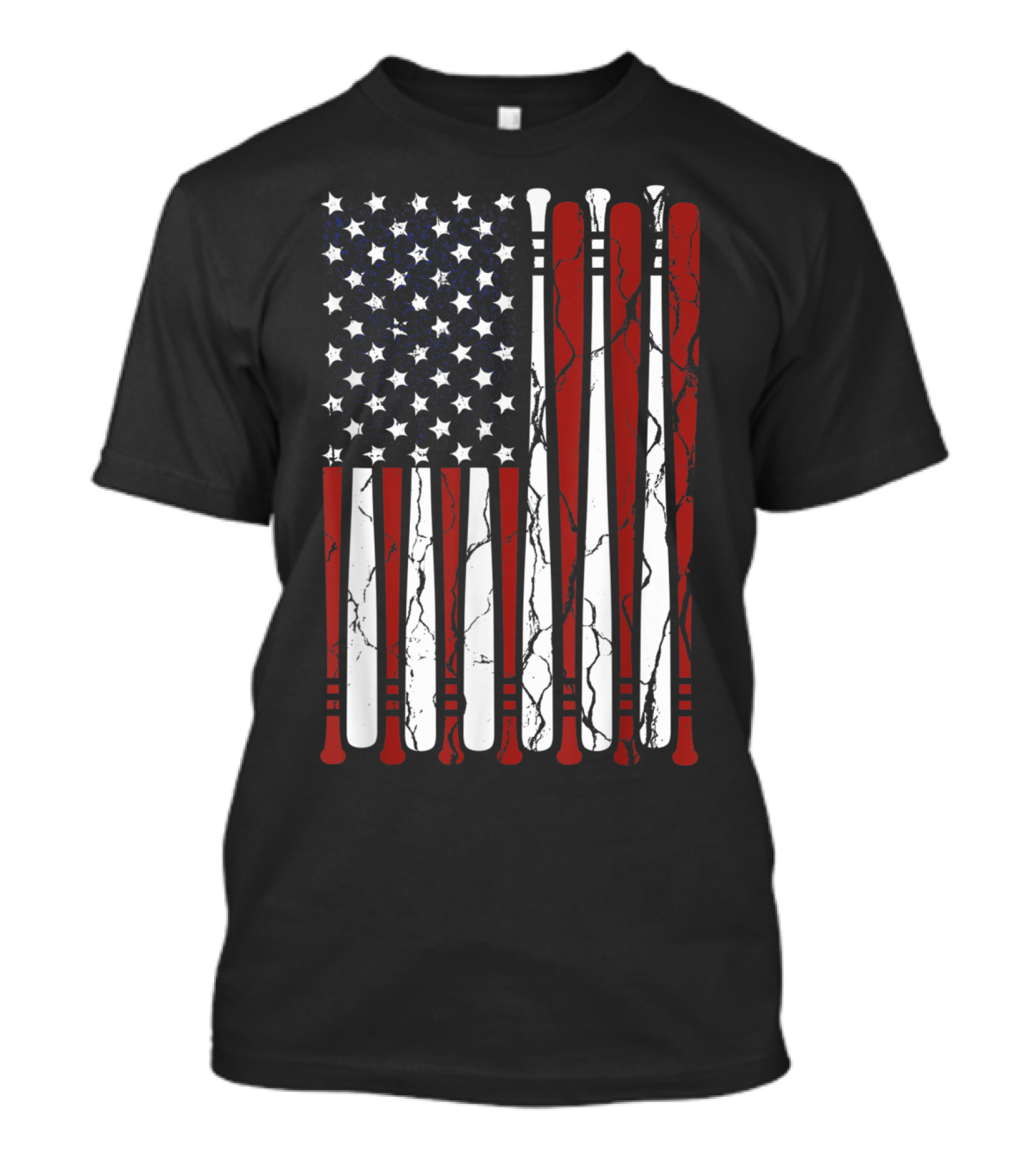 Vintage American Flag Baseball Bats Patriotic Men Boy T-Shirt