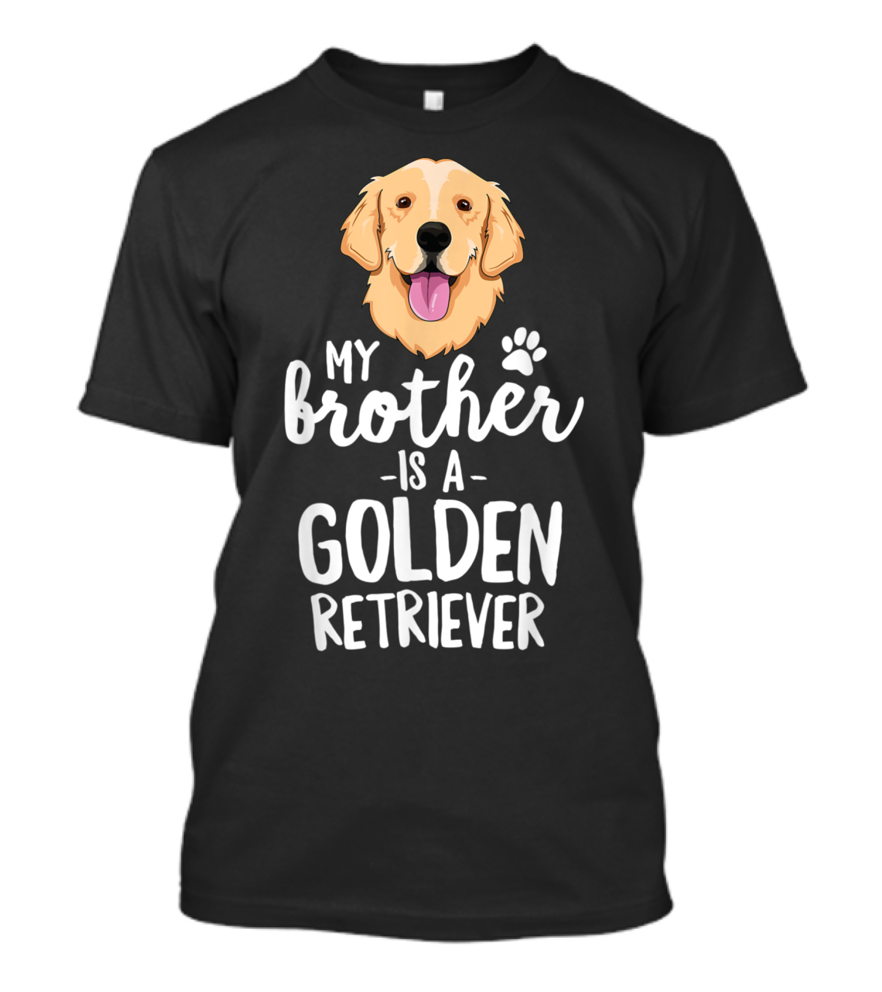 My Brother Is A Golden Retriever Paw Print Dog Head T-Shirt