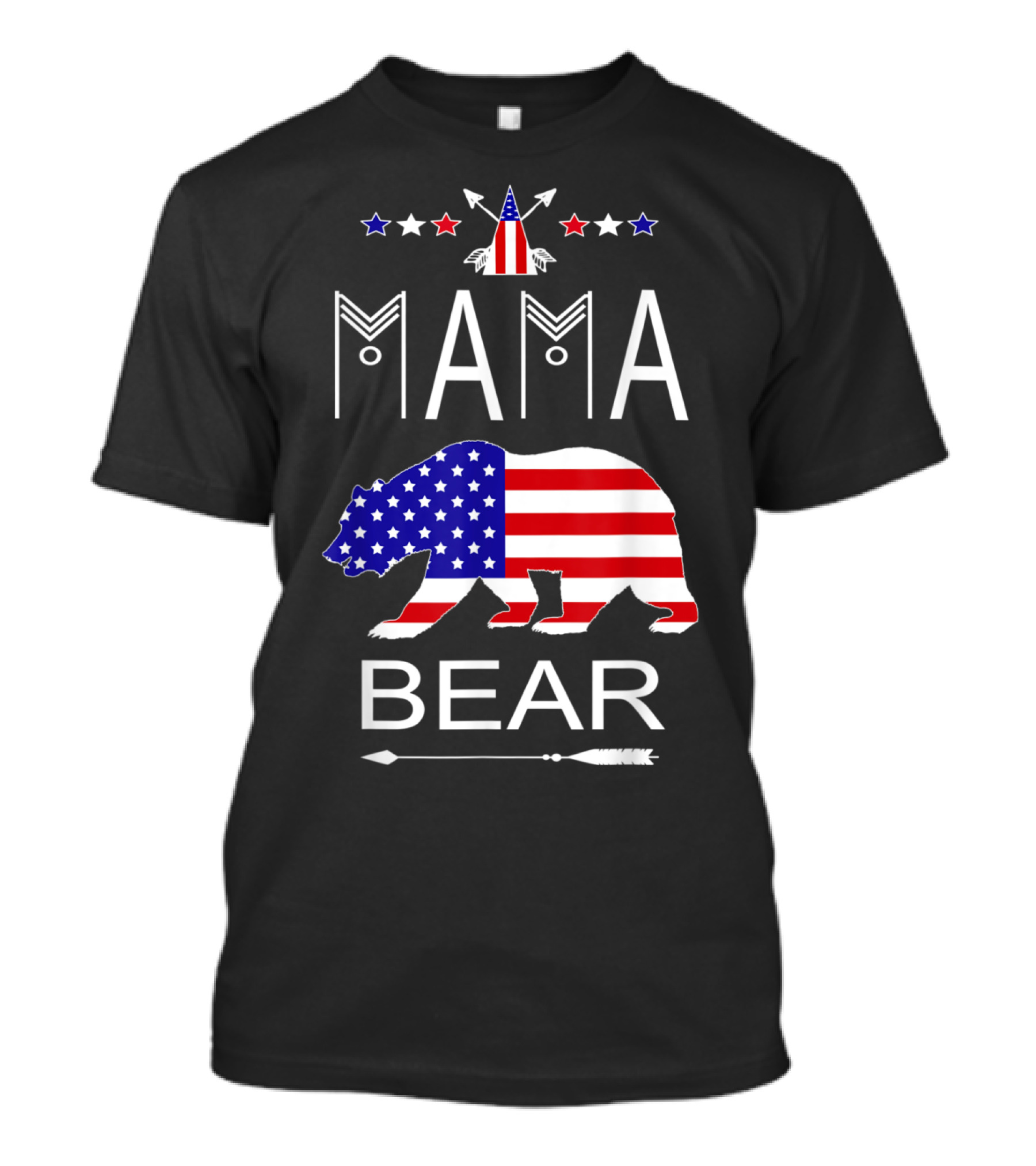 Mama Bear American Flag With Patriotic Stars And Arrows T-Shirt
