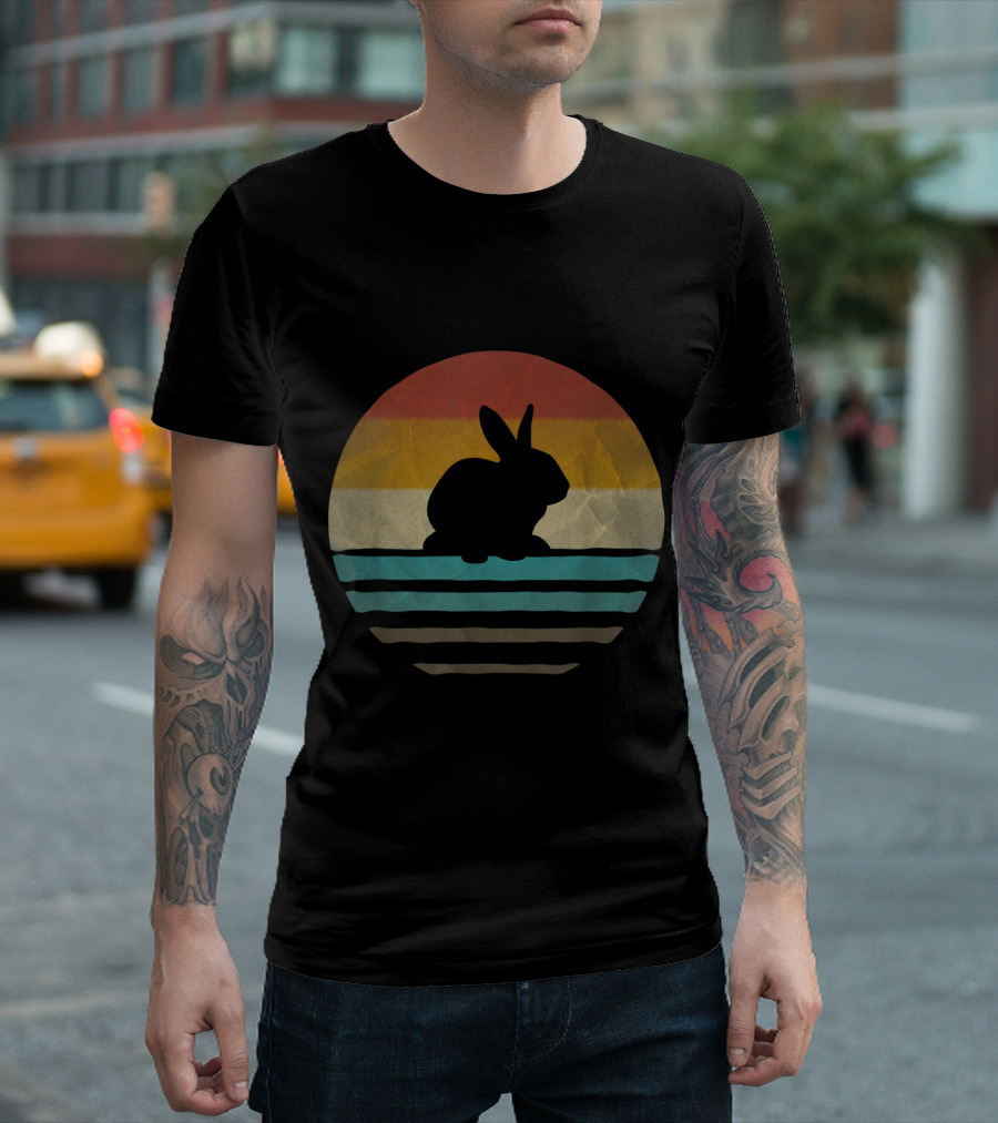 Vintage Sunset Stripes Bunny T-Shirt