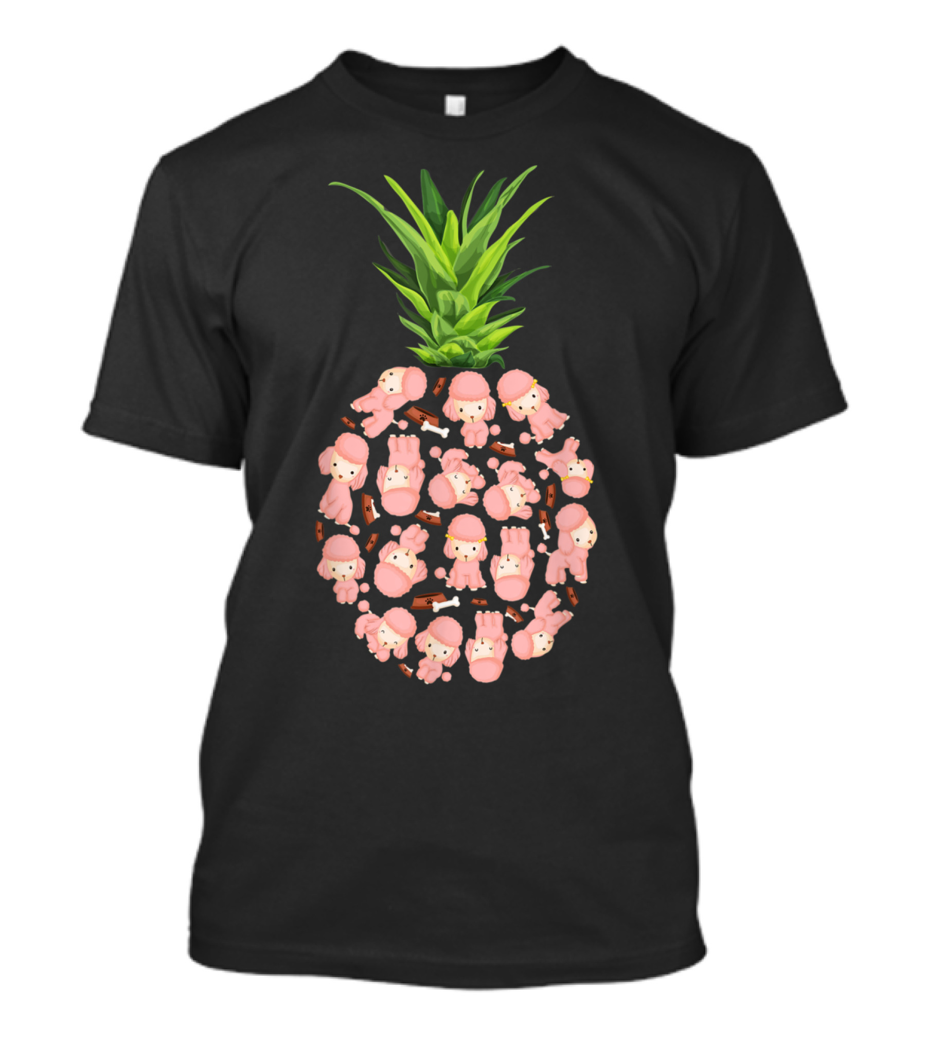 Pink Poodle Patterned Pineapple Summer Vibe T-Shirt