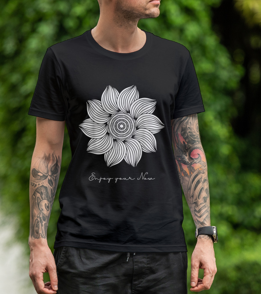 Enjoy Your Now Mandala Flower Yoga Buddhist T-Shirt