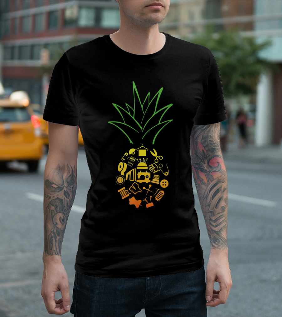 Pineapple Sewing Tools Pattern For Casual Summer Wear T-Shirt