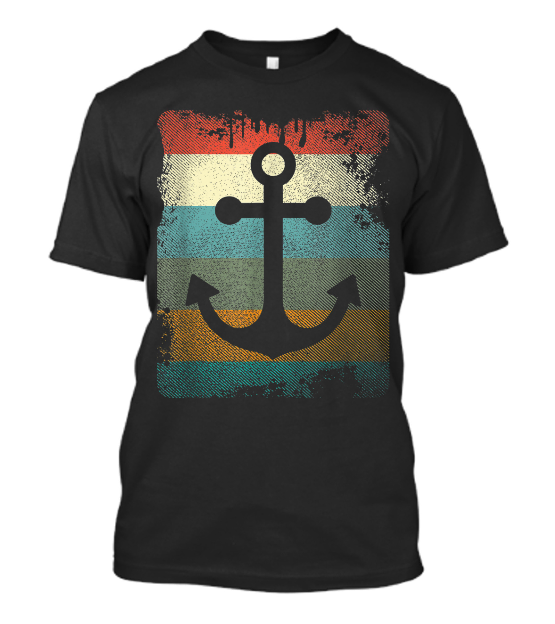 Vintage Anchor Boating Sail Retro Nautical Stripes T-Shirt
