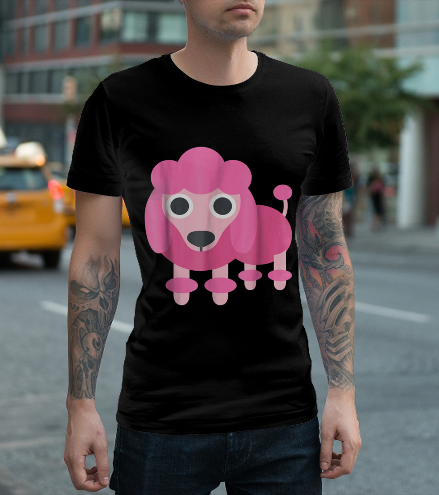 Pink Poodle Dog Cute Emoji Pet Puppy Iconic T-Shirt