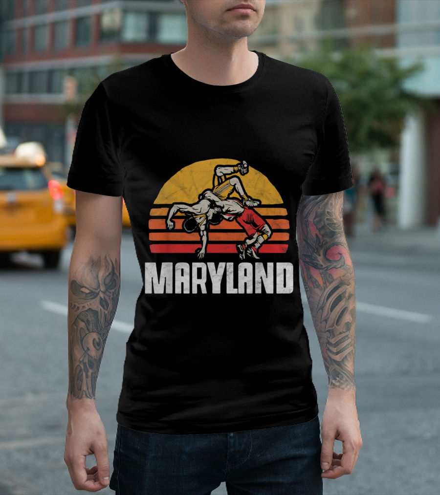 Maryland Vintage Wrestling Sunset Throwback T-Shirt
