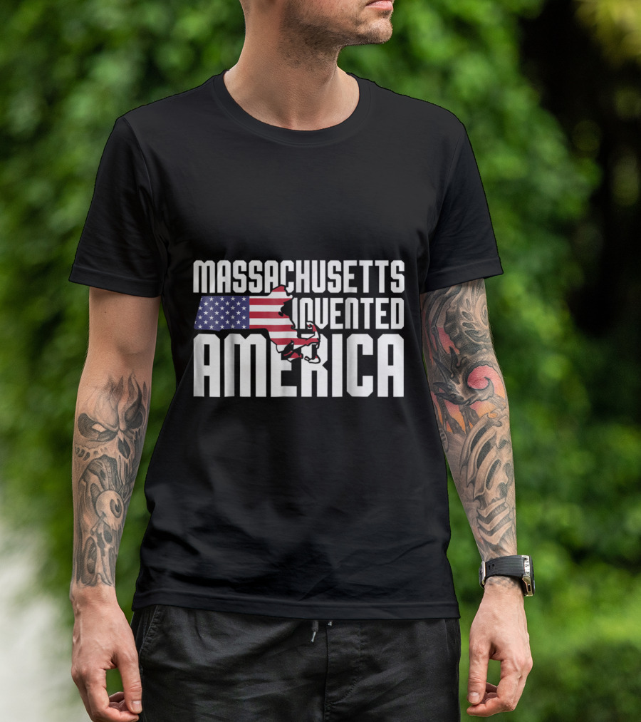 Massachusetts American Flag Map Invented America Boston Pride T-Shirt