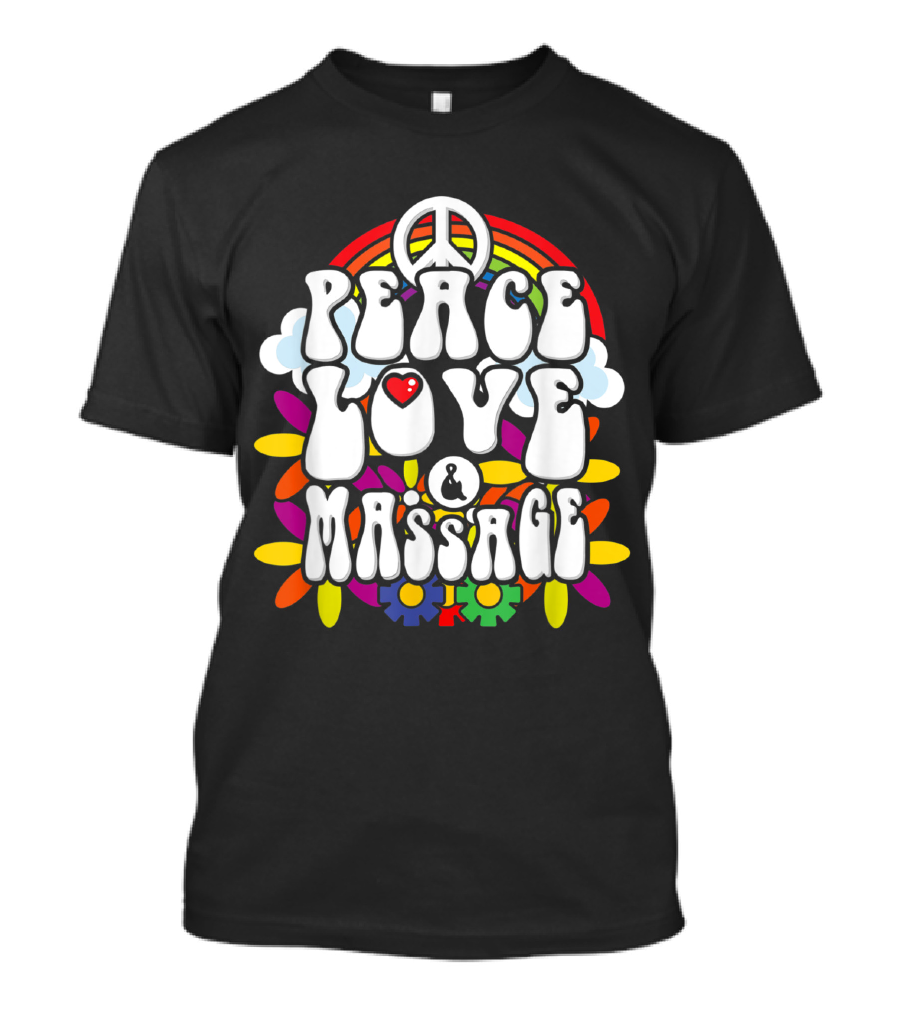 Peace Love Massage Rainbow Peace T-Shirt