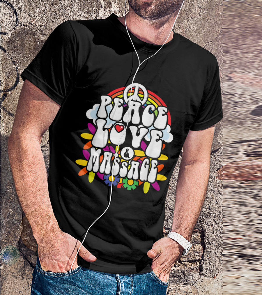 Peace Love Massage Rainbow Peace T-Shirt