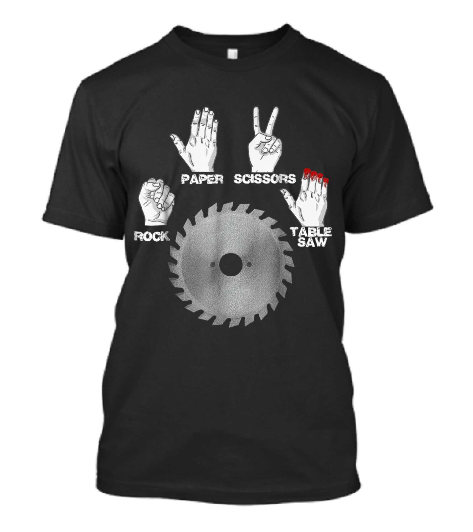 Rock Paper Scissors Table Saw Hand Gesture T-Shirt