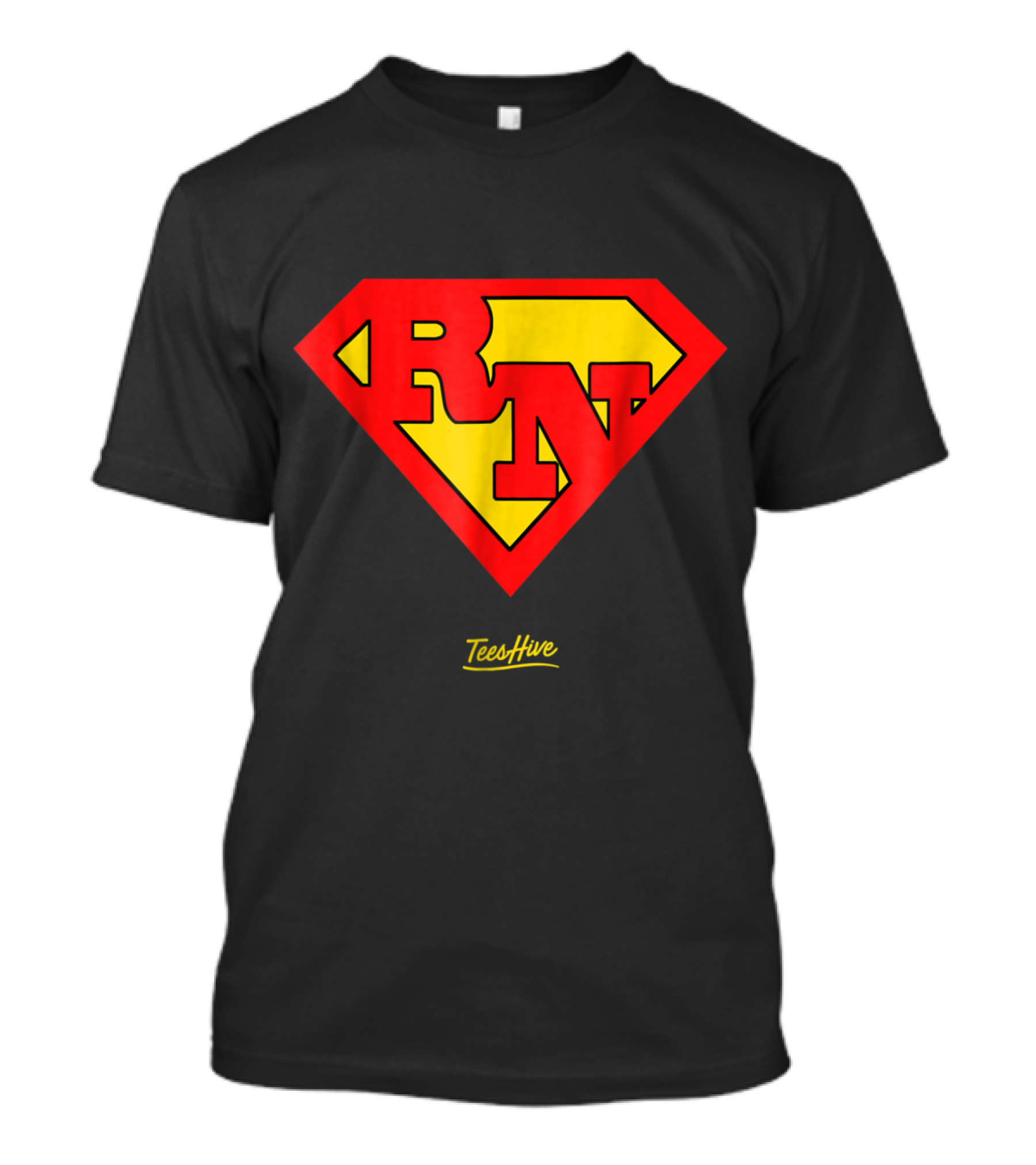 RN Superhero Nurse Logo Red Yellow TeesHive T-Shirt