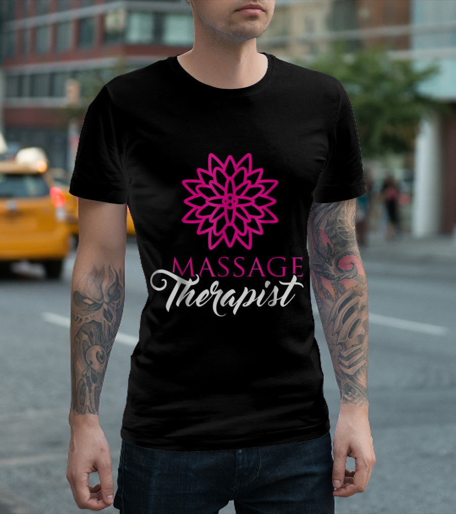 Massage Therapist Floral Pink Mandala T-Shirt