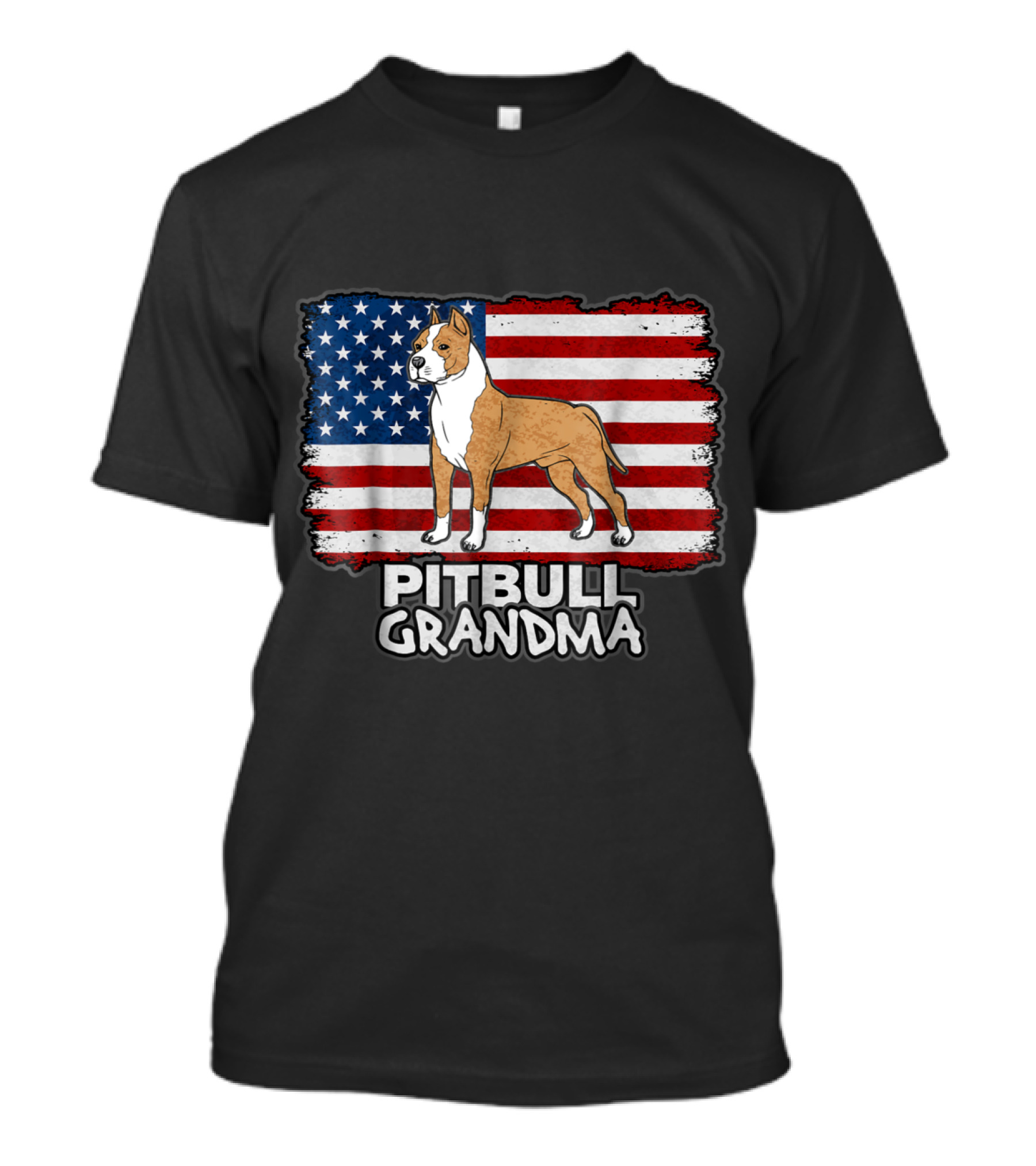 American Flag Pitbull Grandma Patriotic Dog T-Shirt