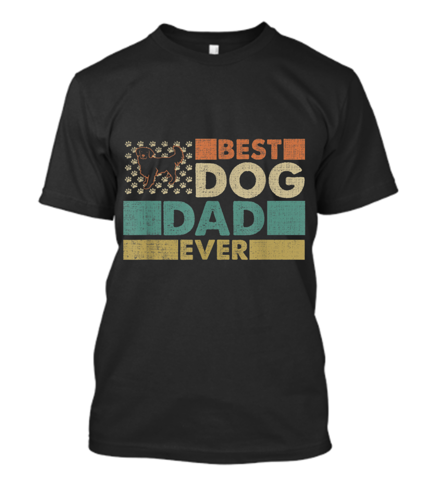 Best Dog Dad Ever Vintage Paw Print Golden Retriever T-Shirt