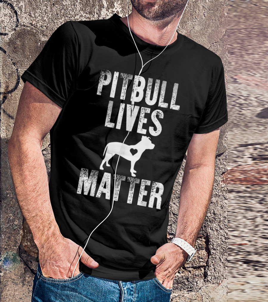 Pitbull Lives Matter Heart Silhouette Dog Advocacy T-Shirt