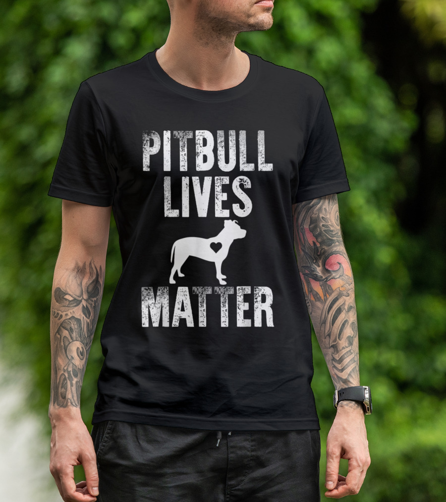 Pitbull Lives Matter Heart Silhouette Dog Advocacy T-Shirt
