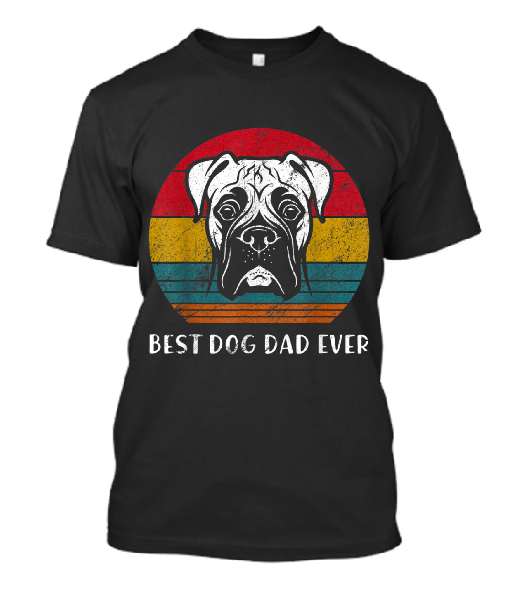 Vintage Boxer Best Dog Dad Ever Retro Stripes T-Shirt