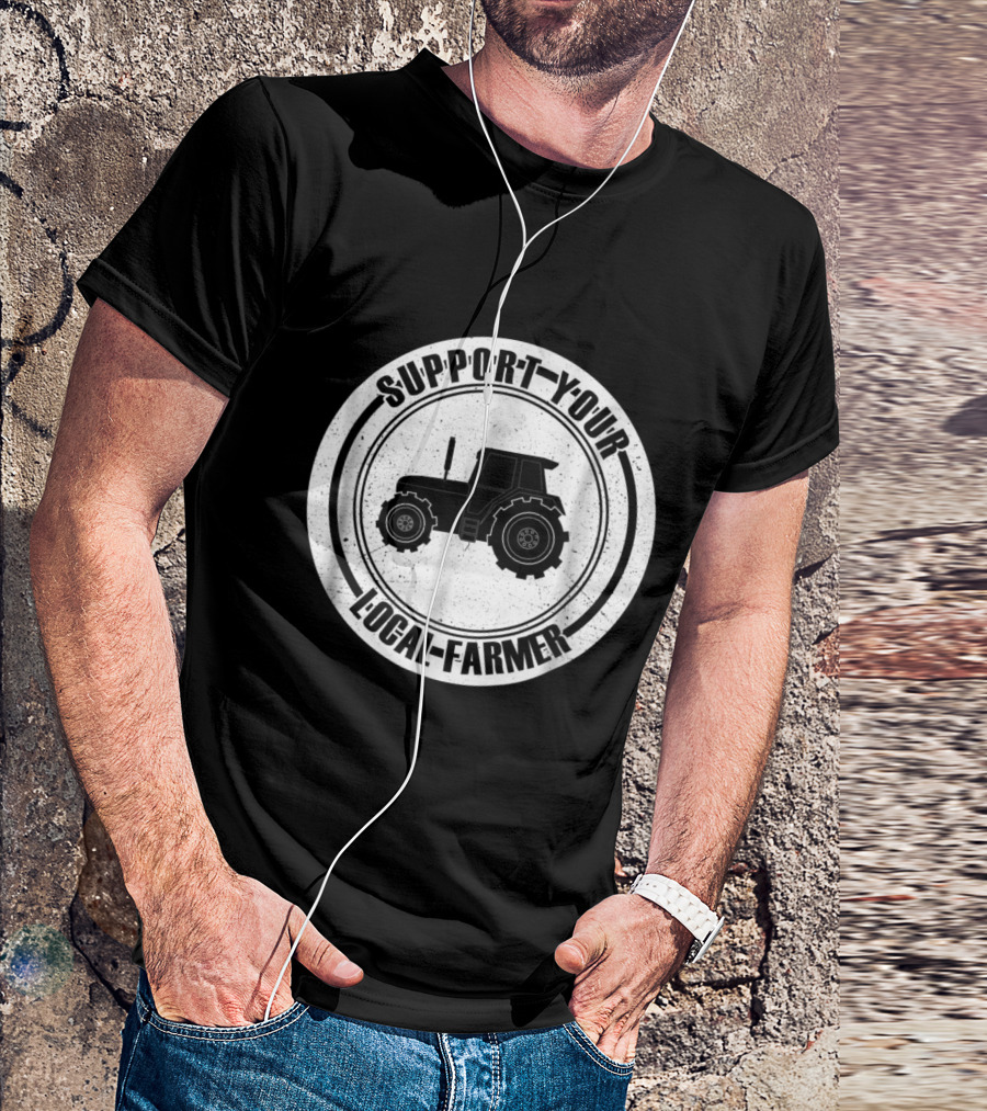 Support Your Local Farmer Tractor Graphic Circular T-Shirt