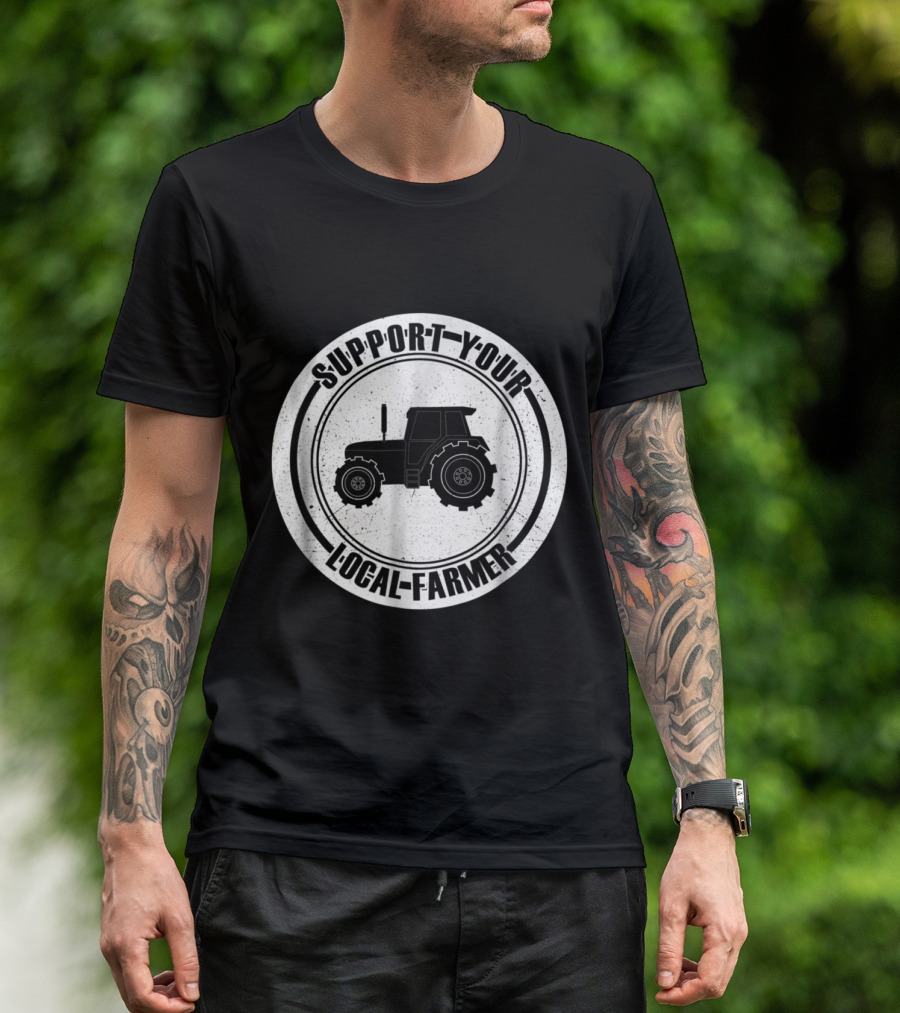 Support Your Local Farmer Tractor Graphic Circular T-Shirt
