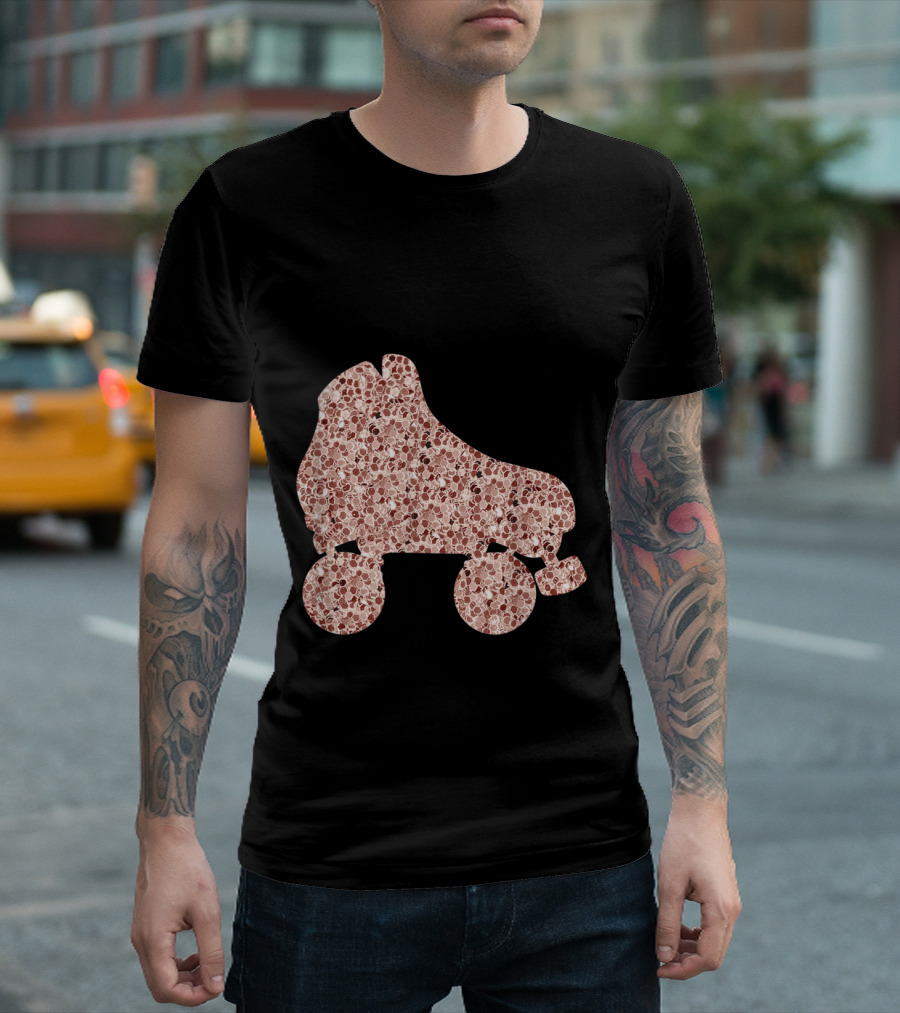 Vintage Roller Derby Skate with Rose Gold Floral T-Shirt