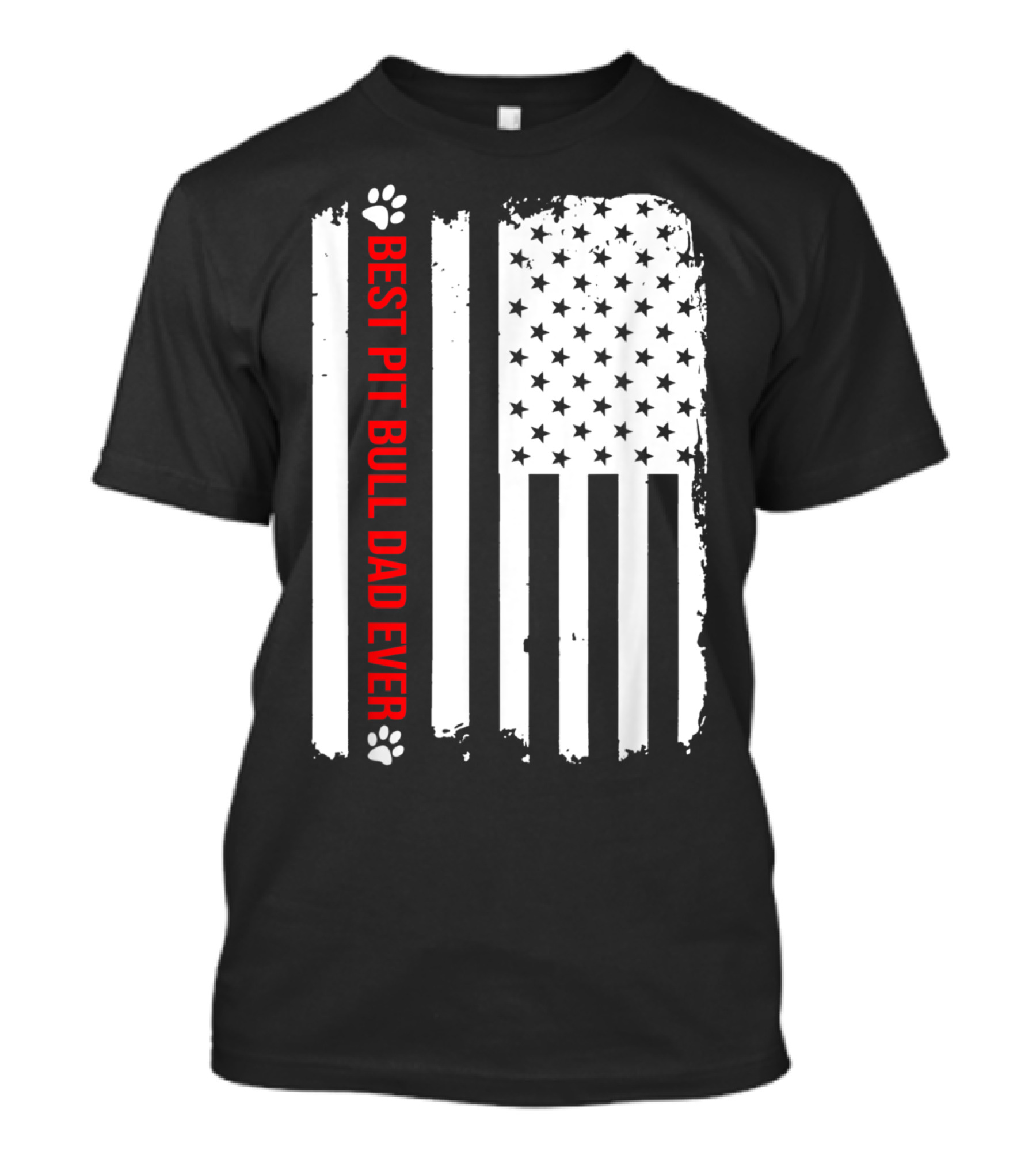 Best Pit Bull Dad Ever USA Flag Patriotic T-Shirt