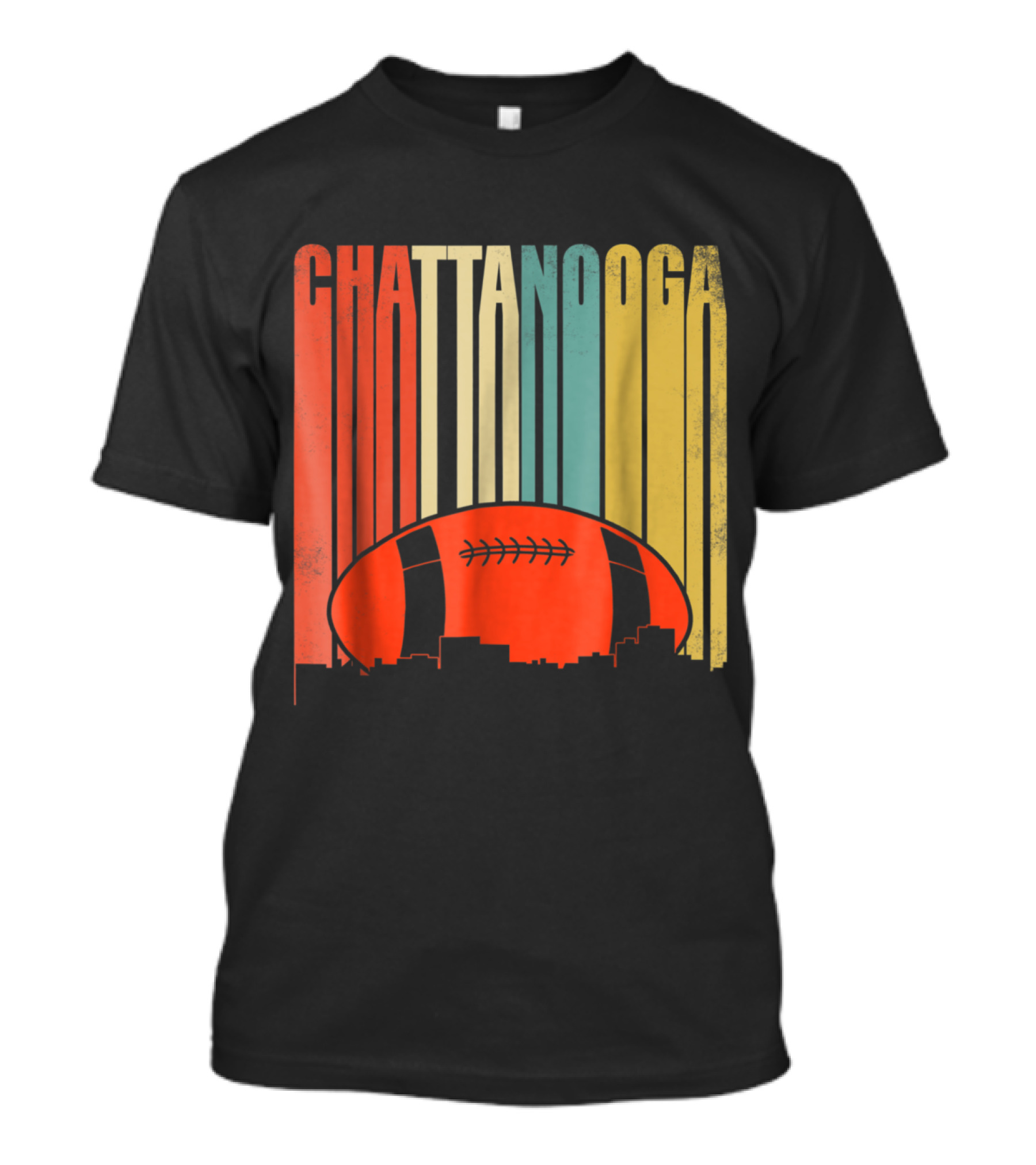 Retro Rugby Football Design Chattanooga Skyline Gradient T-Shirt