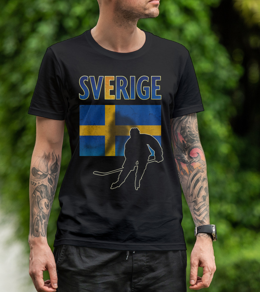 Sverige Ice Hockey Player Swedish Flag T-Shirt