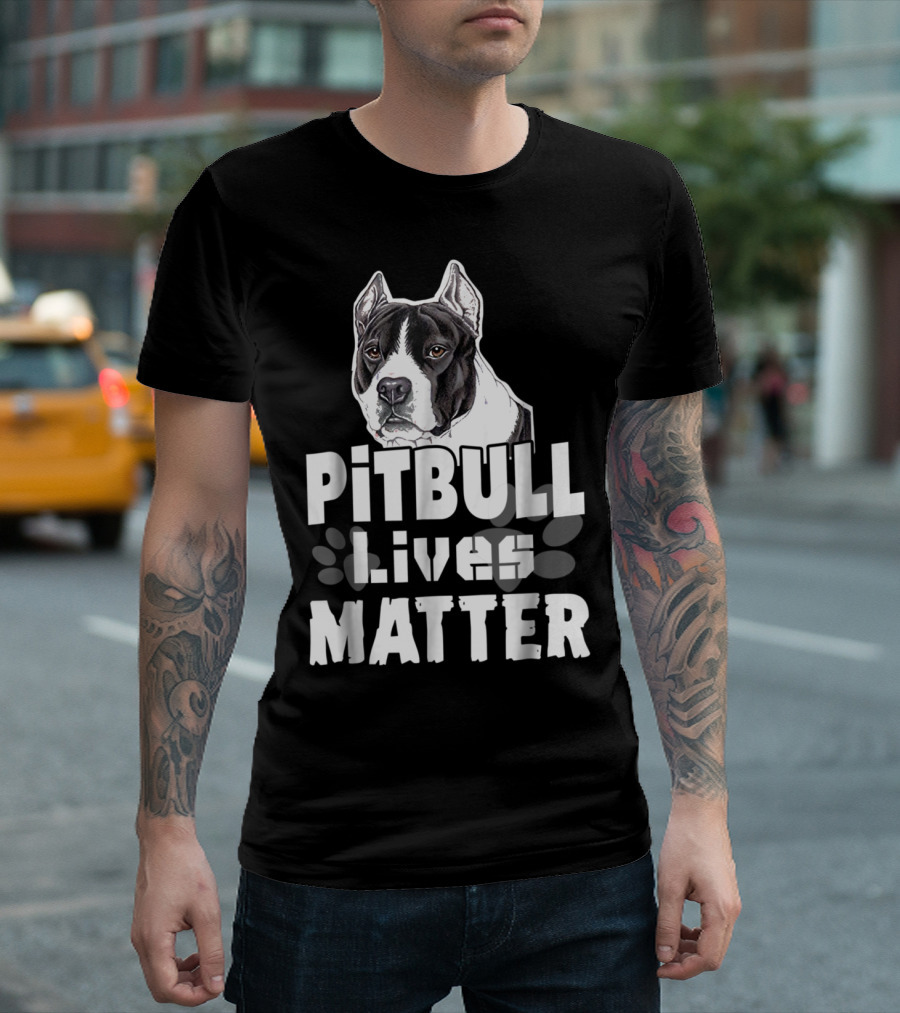 Pitbull Lives Matter Dog Illustration Paw Prints T-Shirt